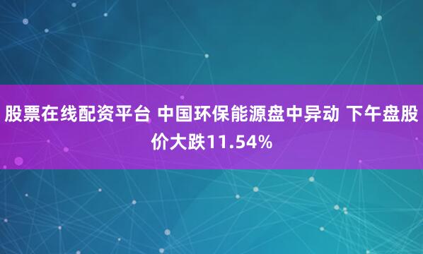 股票在线配资平台 中国环保能源盘中异动 下午盘股价大跌11.54%
