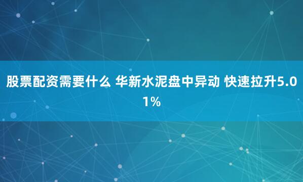 股票配资需要什么 华新水泥盘中异动 快速拉升5.01%